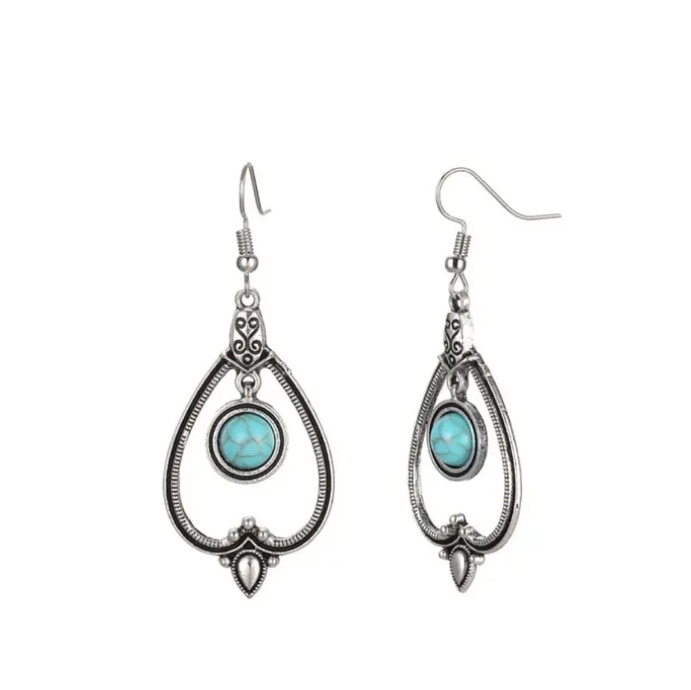 Bohemian Turquoise Silver Earrings